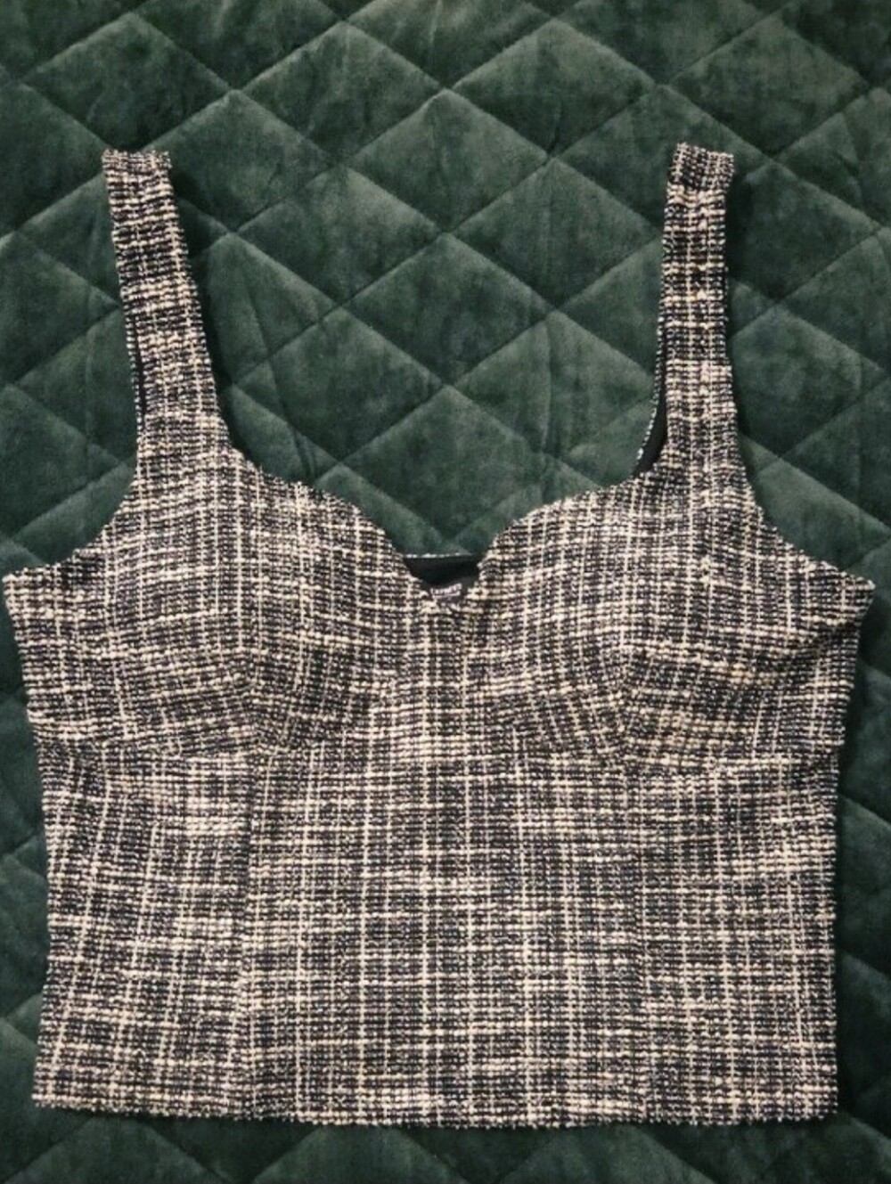 Express Black and White Tweed Crop Tank - Size Small - NWT